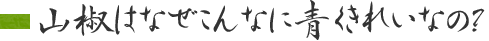 山椒はなぜこんなに青くきれいなの？